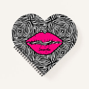 Einfaches Zebra mit rosa Lippen Personalisiert Notizblock