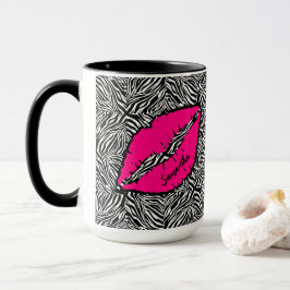 Einfaches Zebra mit rosa Lippen Personalisiert Tasse