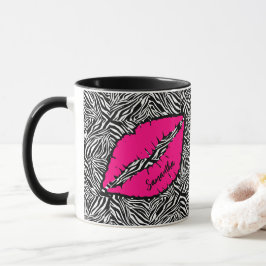 Einfaches Zebra mit rosa Lippen Personalisiert Tasse