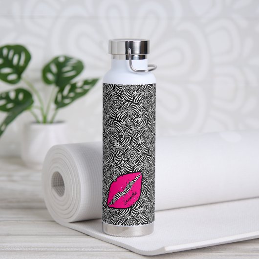 Einfaches Zebra mit rosa Lippen Personalisiert Trinkflasche (Yoga)