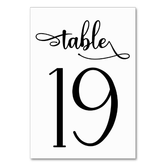 Einfaches Zeichen | 3,5 x 5 Tischnummer | Tabelle (Rückseite)