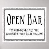 Einfaches Zeichen für offene Bar Hochzeiten Poster (Vorne)