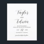 Einfaches zeitgenössisches Budget für Hochzeiten s Flyer<br><div class="desc">Zeitgenössische Schwarz-Weiß-Hochzeit speichern Das Datum Flyer mit einem einfachen und minimalistischen Layout mit Ihren Namen in einem eleganten Kalligraphieskript und Ihre Hochzeitsdetails unten in einem modernen Format. Eine Nicht-Foto-Option für ein Paar,  das Save the Date ohne Bilder will. BITTE BEACHTEN SIE: Diese enthalten keine Umschläge.</div>