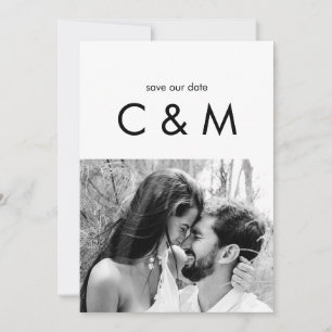 Einfaches zeitgenössisches Foto B/W Rette unser Da Save The Date