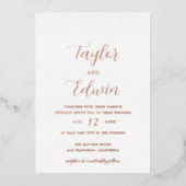 Einfaches zeitgenössisches Foto Moderne Hochzeitsf Folieneinladung (Vorderseite)