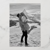 Einfaches zeitgenössisches Foto Moderne Hochzeitsf Folieneinladung (Rückseite)