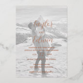 Einfaches zeitgenössisches Foto Moderne Hochzeitsf Folieneinladung (Vorderseite)