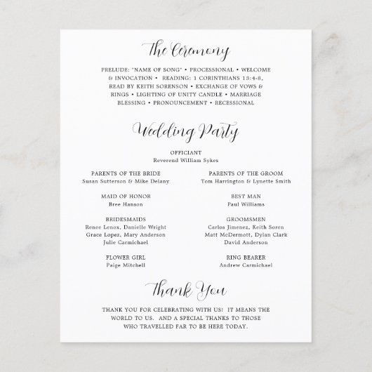 Einfaches zeitgenössisches Hochzeitsprogramm für d (Hinten)