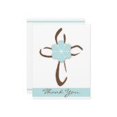 Einfaches, zeitgenössisches Kreuz mit blauer Blume Mitteilungskarte (Vorderseite/Rückseite Beispiel)