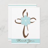 Einfaches, zeitgenössisches Kreuz mit blauer Blume Mitteilungskarte (Vorne/Hinten)