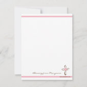 Einfaches zeitgenössisches Kreuz mit rosa Dankeskarte (Rückseite)