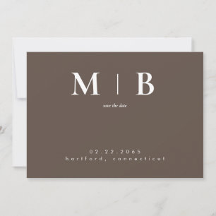 Einfaches zeitgenössisches Monogramm Braun Save-th Save The Date