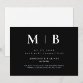 Einfaches zeitgenössisches Monogramm Schwarz Save The Date (Vorne/Hinten)