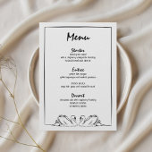 Einfaches zeitloses Brautparty mit Swan Menükarte