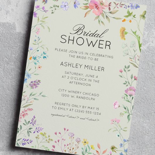 Einfaches, zeitloses Brautparty von Wildblumen Einladung