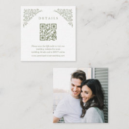 Einfaches zeitloses Grün des Fotos für Hochzeiten Begleitkarte