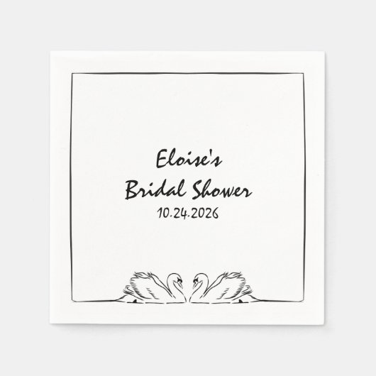 Einfaches zeitloses, handgeschriebenes Swan-Brautp Serviette (Vorderseite)