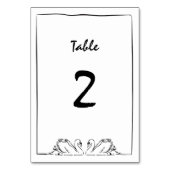 Einfaches zeitloses, handgeschriebenes Swan-Brautp Tischnummer (Vorderseite)