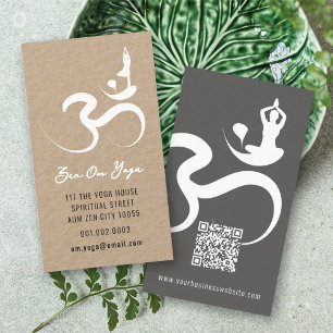 Einfaches Zen Yoga Om Kalligrafie Silhouette Set Visitenkarte