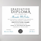 Einfaches Zertifikat für das Blue White Grad Logo Poster (Vorne)
