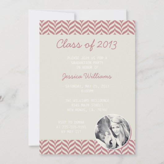 Einfaches Zickzack Abschluss | Rot Einladung (Rückseite)