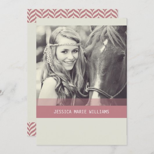 Einfaches Zickzack Abschluss | Rot Einladung (Vorne/Hinten)