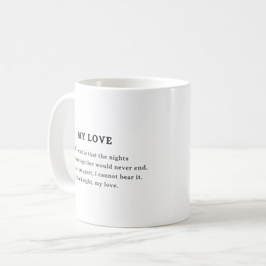 Einfaches Zitat "Meine Liebe" Valentine Kaffeetasse (Vorderseite Links)