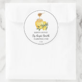 Einfaches Zitronen-Infusionshonig-Label Runder Aufkleber (Tasche)