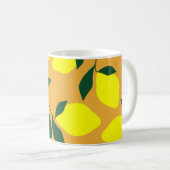 Einfaches Zitronenmuster, orangefarbener Hintergru Kaffeetasse (VorderseiteRechts)