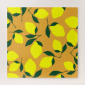 Einfaches Zitronenmuster, orangefarbener Hintergru Puzzle (Horizontal)