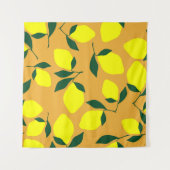 Einfaches Zitronenmuster, orangefarbener Hintergru Wandteppich (Vorderseite (Horizontal))