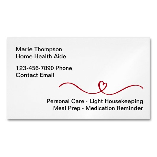 Einfaches Zuhause Health Aide Business Card Magnet (Vorderseite)