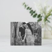 Einfaches Zwei-B/W-Foto Save the Date elegant Ankündigungspostkarte (Stehend Vorderseite)