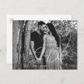 Einfaches Zwei-B/W-Foto Save the Date Postkarte (Vorne/Hinten)