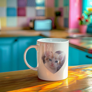 Einfaches Zwei-Herzen-Foto-Design Kaffeetasse