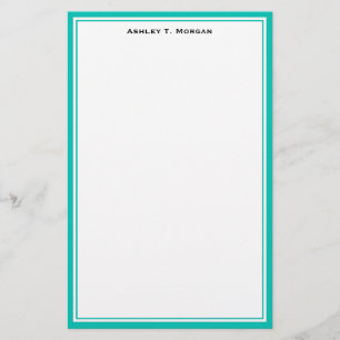 Einfachheit Aquamarin / Weiße Personalisierte Stat Briefpapier