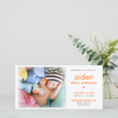 Einfachheit Baby Boy Foto Geburtsankündigung Ankündigung (Stehend Vorderseite)