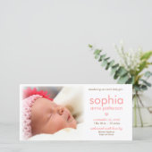 Einfachheit Baby Girl Foto Geburtsankündigung Ankündigung (Stehend Vorderseite)