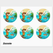 Einfachheit beim Angeln: Flucht eines Kindes Runder Aufkleber (Blatt)