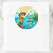 Einfachheit beim Angeln: Flucht eines Kindes Runder Aufkleber (Tasche)