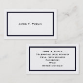 Einfachheit: Blauer Rahmen, weißer Hintergrund Visitenkarte (Vorne/Hinten)