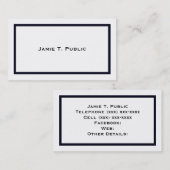 Einfachheit: Blauer Rahmen, weißer Hintergrund Visitenkarte (Vorne/Hinten)