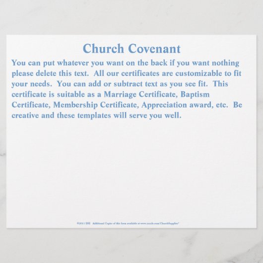 Einfachheit Blaues Mehrzweck-Kirchenzertifikat Flyer (Hinten)