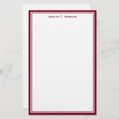 Einfachheit Burgundy White Personalisiert Statione Briefpapier (Vorne/Hinten)