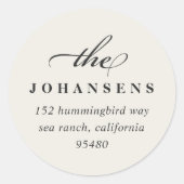 Einfachheit der Rücksendeadresse | Creme Runder Aufkleber (Vorderseite)