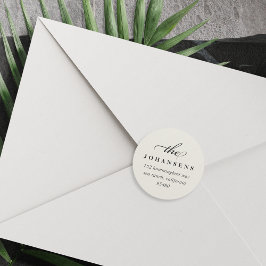 Einfachheit der Rücksendeadresse | Creme Runder Aufkleber