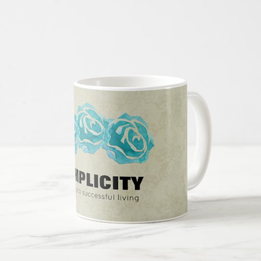 Einfachheit der Typografie Zitat mit Aquamarinen R Kaffeetasse (VorderseiteRechts)