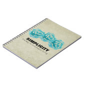 Einfachheit der Typografie Zitat mit Aquamarinen R Notizblock (Linke Seite)