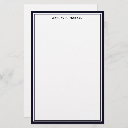 Einfachheit Dunkelblau / Weiß Personalisiert Stati Briefpapier (Vorne/Hinten)