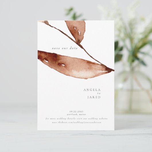 Einfachheit Fall Wasserfarbe Folien Save The Date (Stehend Vorderseite)